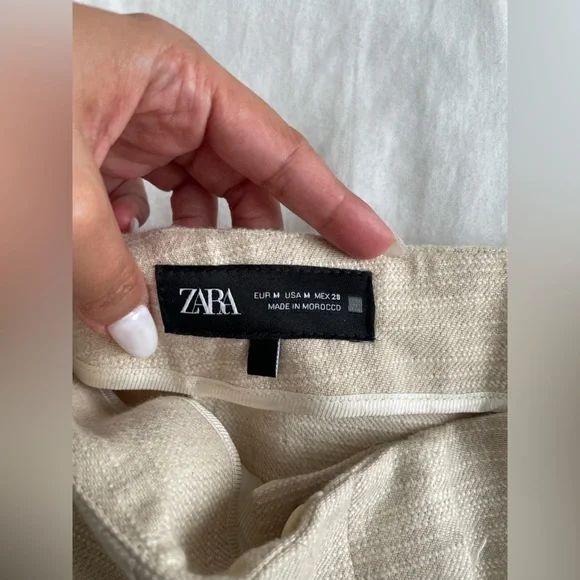 ZARA Cream Wide-Leg Pants - Picture 6 of 8